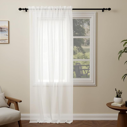 White voile curtains - white,