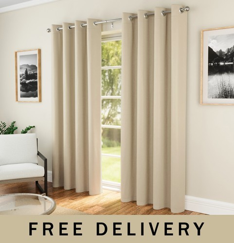 Plain natural thermal curtains - natural,