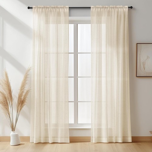 Panels natural linen voile - panels,