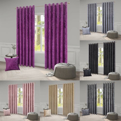 Crushed velvet curtains pair - velvet,