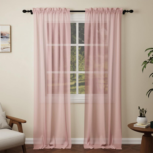 Pink voile curtains - voile,