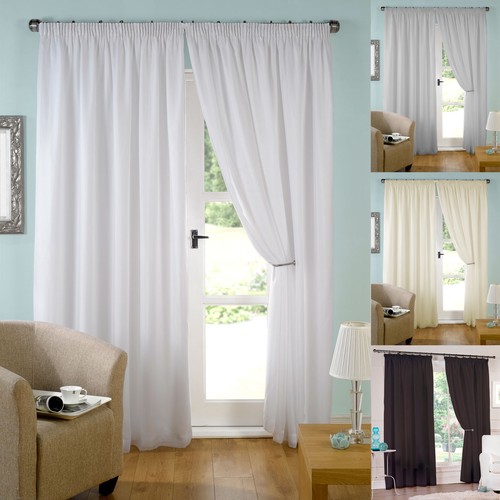 Lined voile curtains pair - curtains, of