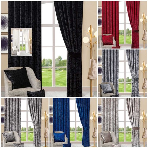 Crushed velvet curtains pair - crushed,