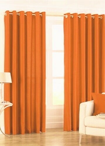 Pair eyelet orange curtains - eyelet,