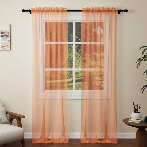 Orange voile curtains 108 - voile,
