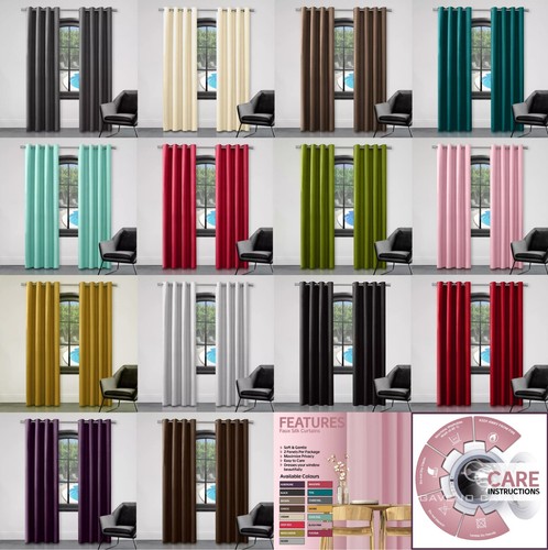 Faux silk curtains eyelet - silk,