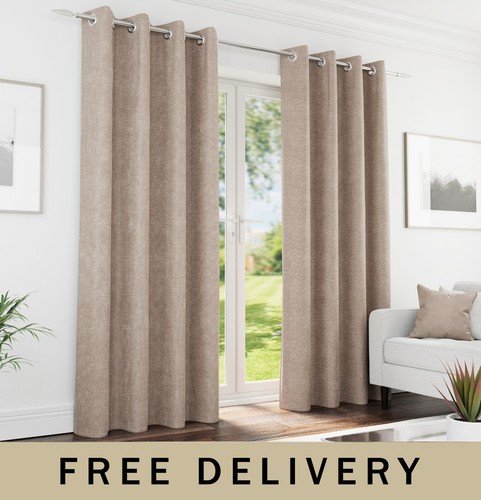 Sand 90x108 eyelet chenille - sand, 90x108"