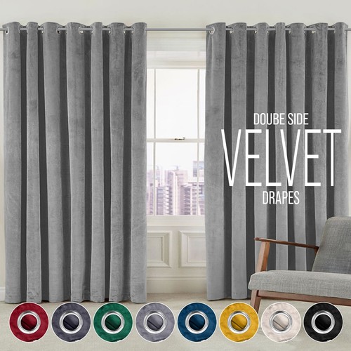 Velvet curtains pair eyelet - pair,