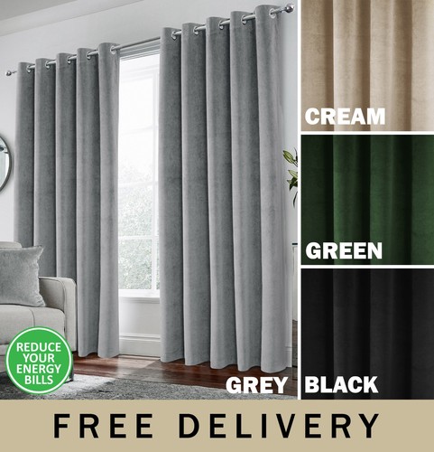 Hampton velvet eyelet curtains - hampton,