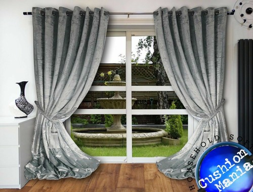 Crushed velvet eyelet curtains - velvet,